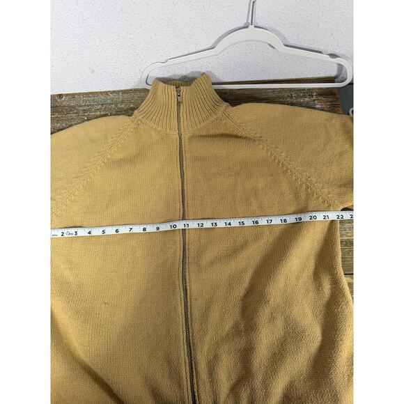 J Crew Camel Zip Sweater Mens Old Money Quiet Luxury Large Preppy Minimal Y2K - Picture 6 of 9